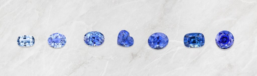 shades/colours of blue sapphires